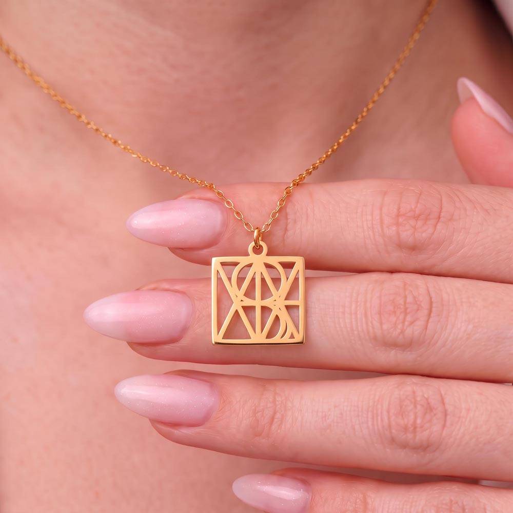 Personalized Monogram Necklace for Women, Custom Initial Necklace, Geometric Jewelry, Anniversary Birthday Gift, Daughter Christmas Gift, White Coat Ceremony Gift