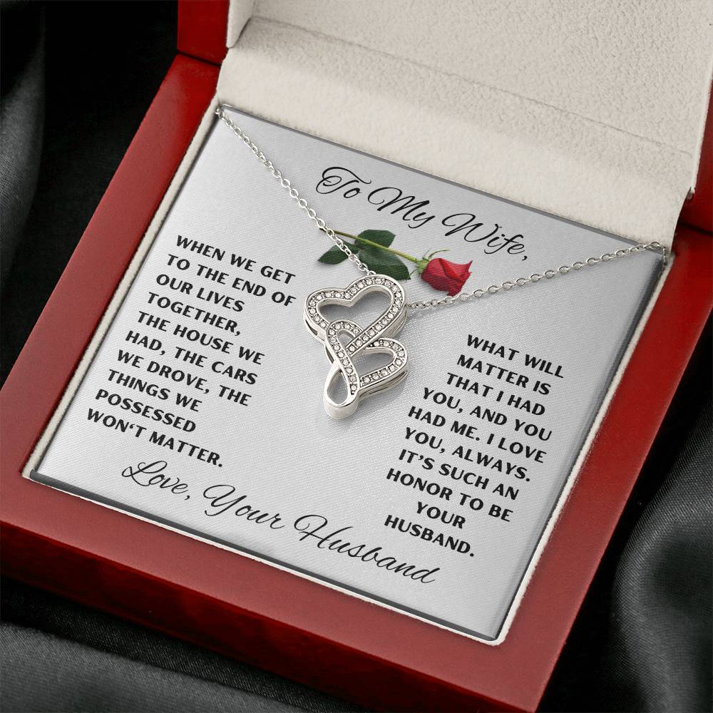 To My Wife Heart to Heart Love Necklace