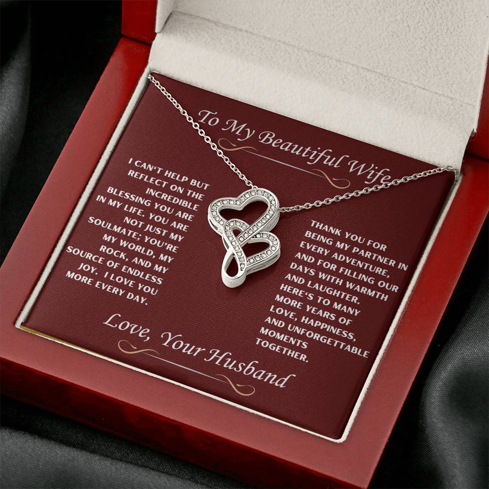 To My Beautiful Wife Heart to Heart Necklace