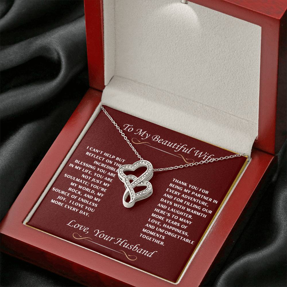 To My Beautiful Wife Heart to Heart Necklace