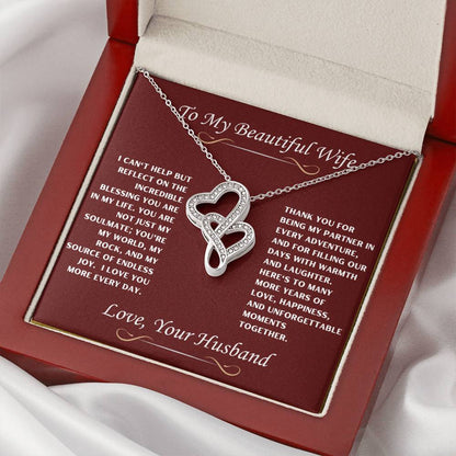 To My Beautiful Wife Heart to Heart Necklace