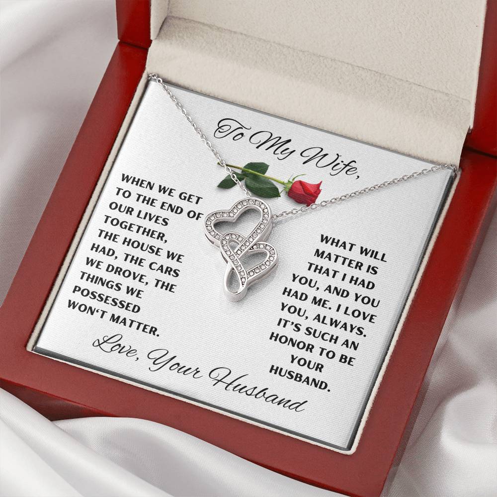 To My Wife Heart to Heart Love Necklace