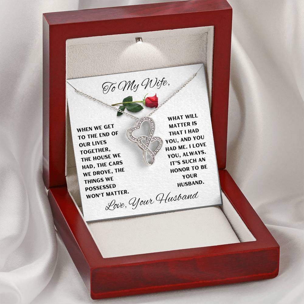 To My Wife Heart to Heart Love Necklace