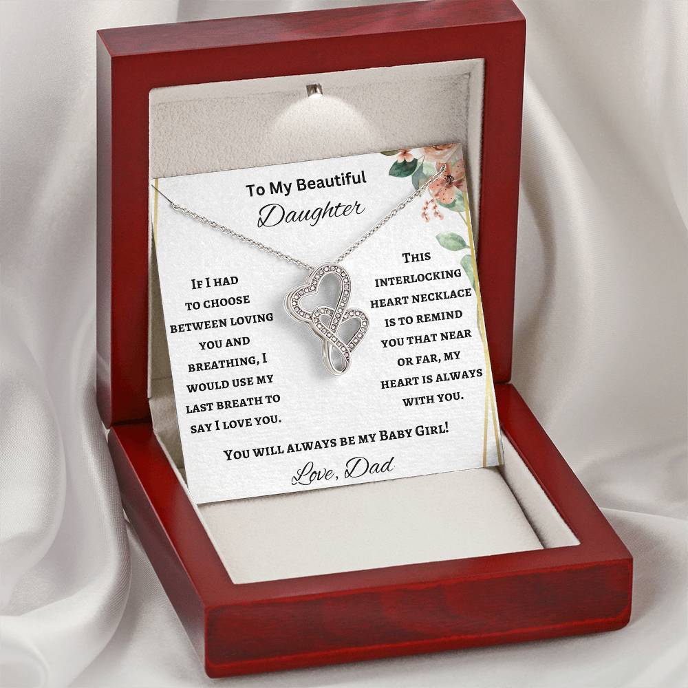 To My Daughter Heart to Heart Necklace