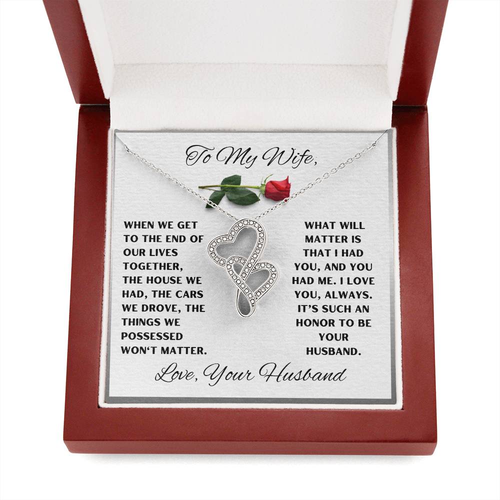 To My Wife Heart to Heart Love Necklace