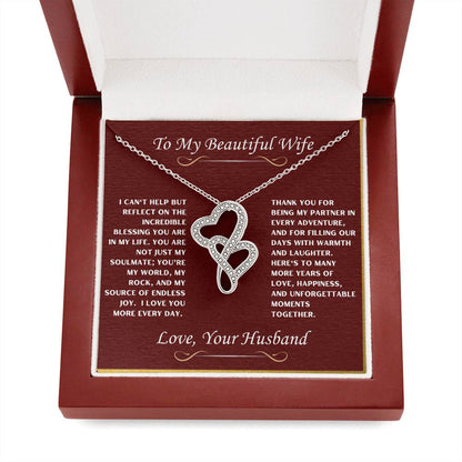 To My Beautiful Wife Heart to Heart Necklace