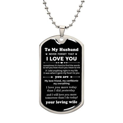 To My Husband - Dog Tag