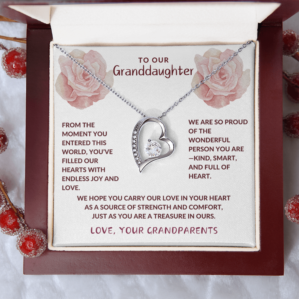 To Granddaughter From Grandparents Forever Love Heart Necklace