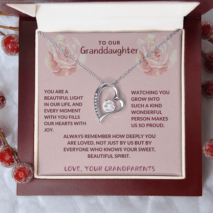 Proud of Granddaughter Forever Love Heart Necklace