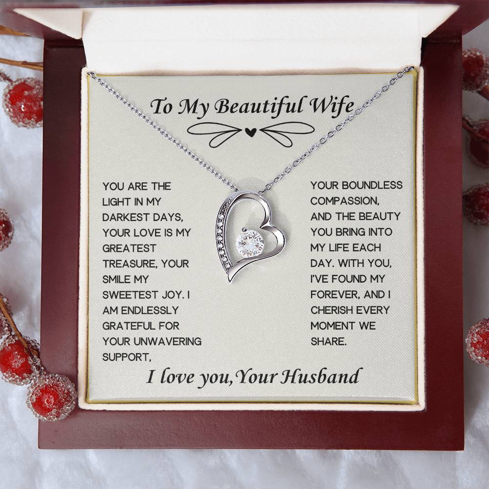 To My Beautiful Wife Heart Necklace