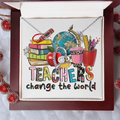 Teachers Change the World Heart Necklace