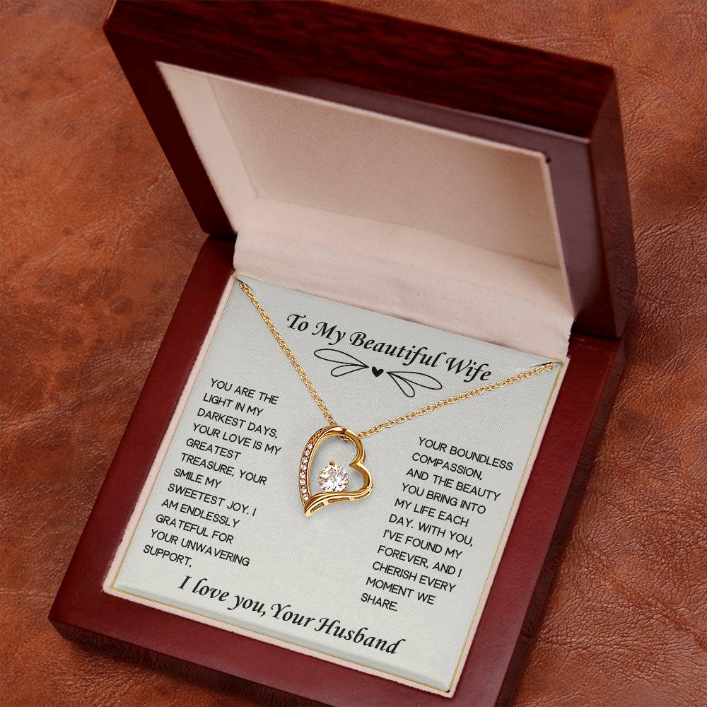 To My Beautiful Wife Heart Necklace