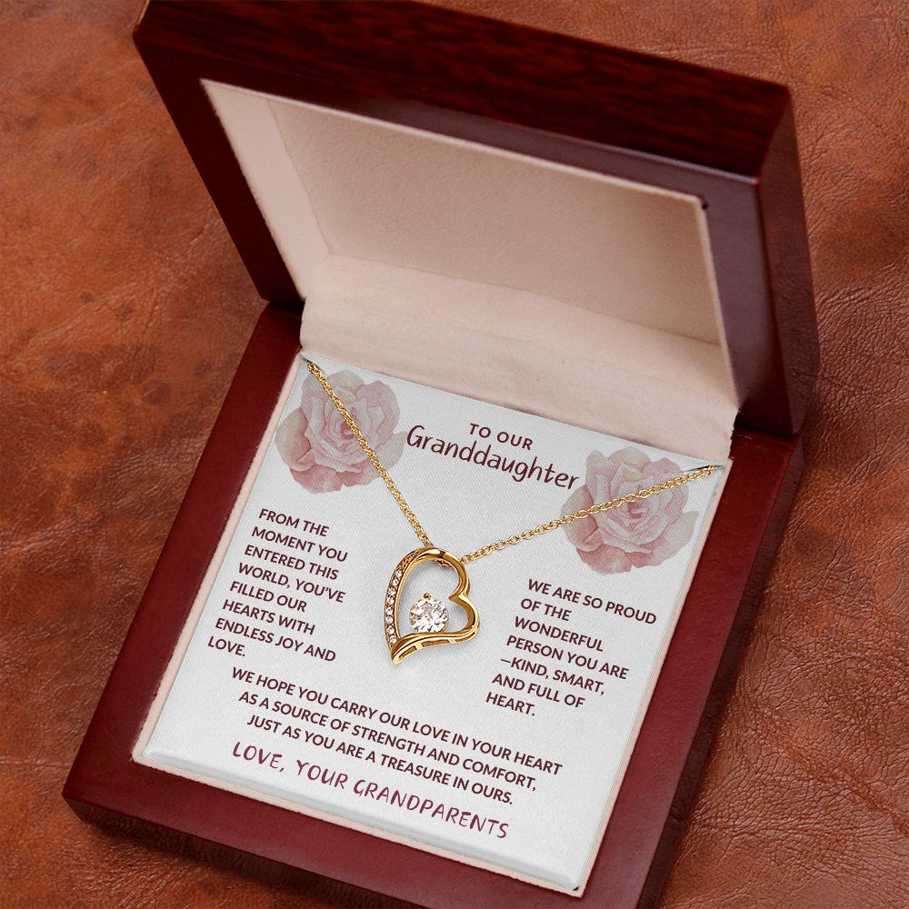 To Granddaughter From Grandparents Forever Love Heart Necklace