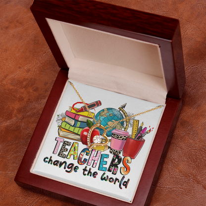 Teachers Change the World Heart Necklace