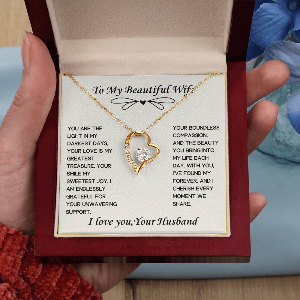 To My Beautiful Wife Heart Necklace