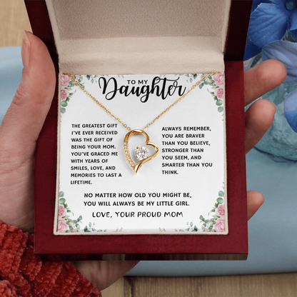 Proud Mom of Daughter Forever Love Heart Necklace