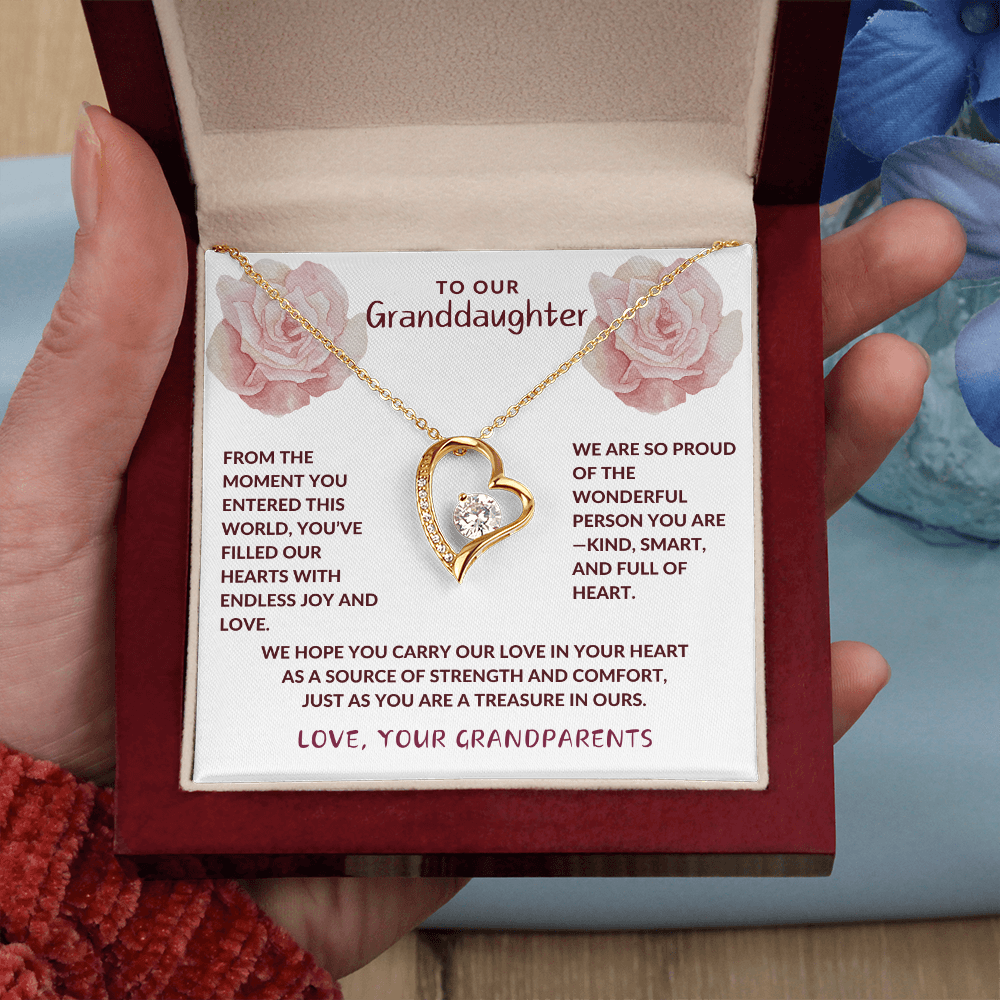 To Granddaughter From Grandparents Forever Love Heart Necklace