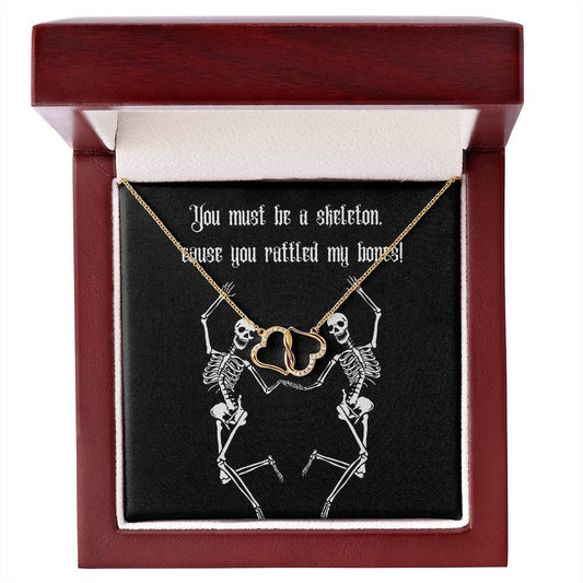 Halloween Skeleton Everlasting Love  Connected Hearts Necklace