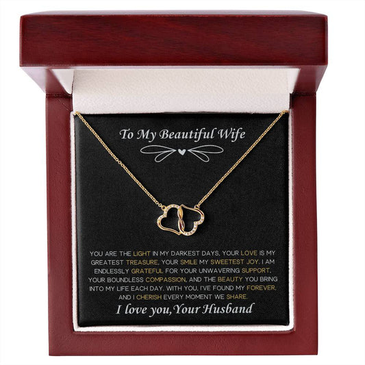 Dainty Everlasting Love 10K Gold and Diamond Necklace for Wife