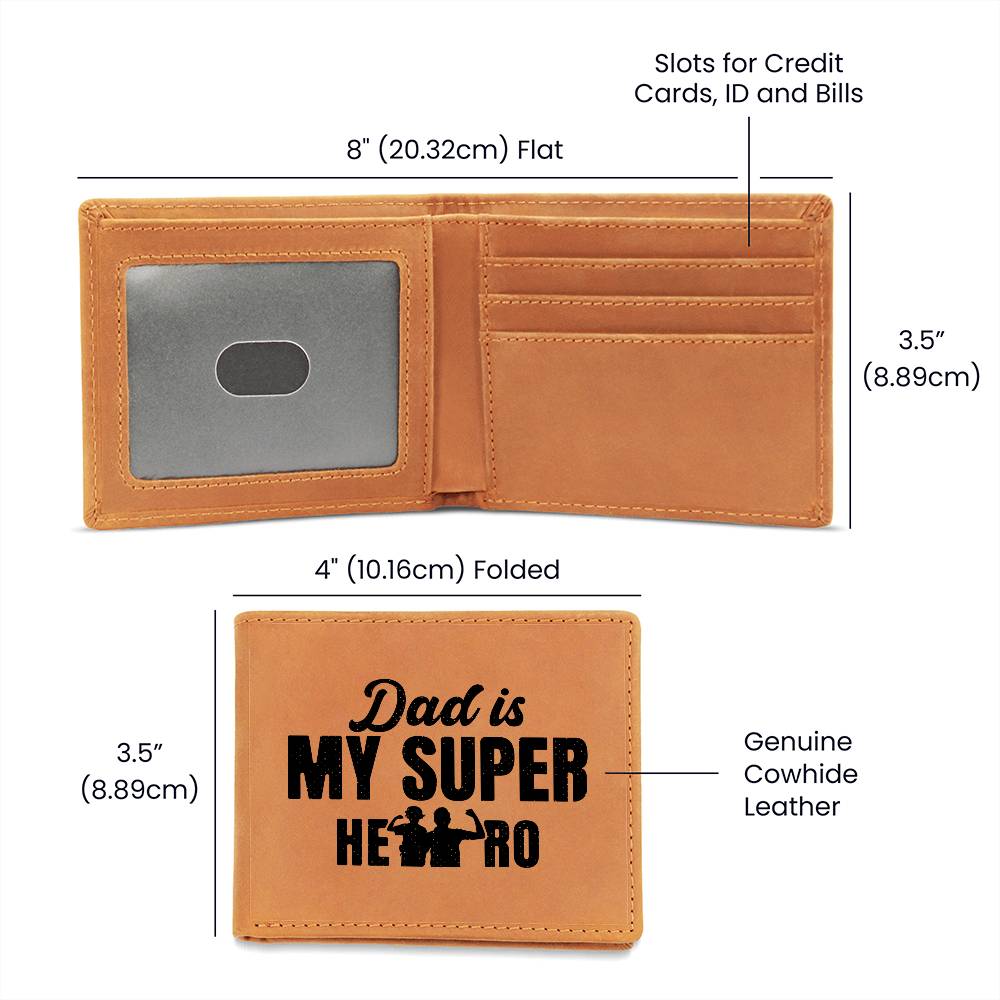 Dad is My Super Hero Leather Wallet