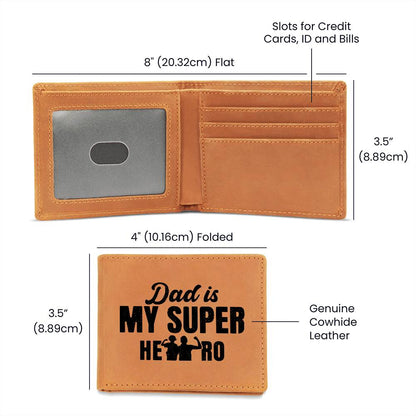 Dad is My Super Hero Leather Wallet