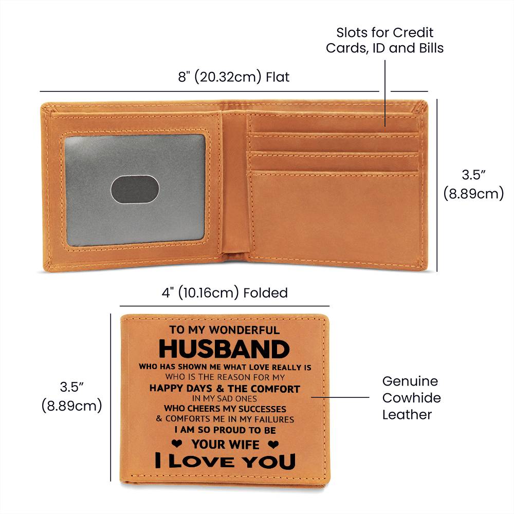 To My Wonderful Husband - Graphic Leather Wallet