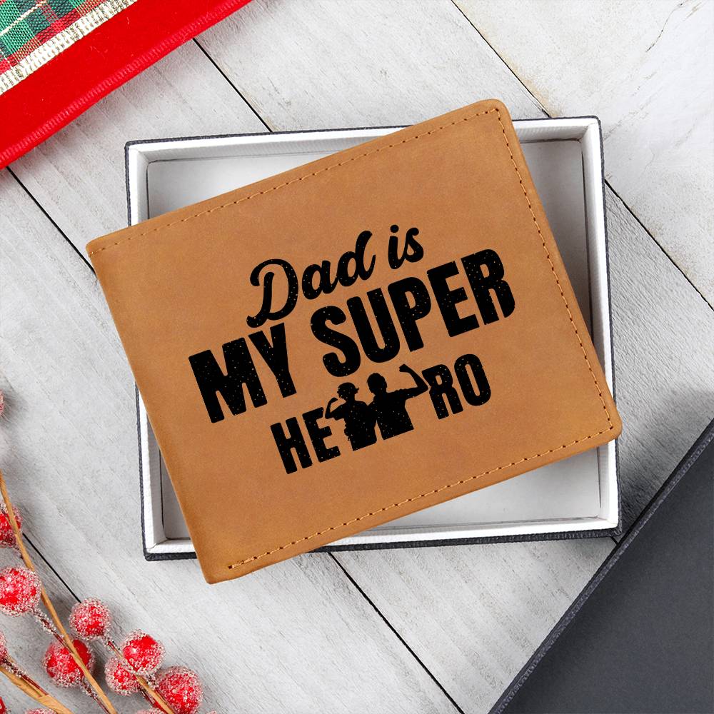 Dad is My Super Hero Leather Wallet