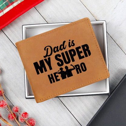 Dad is My Super Hero Leather Wallet