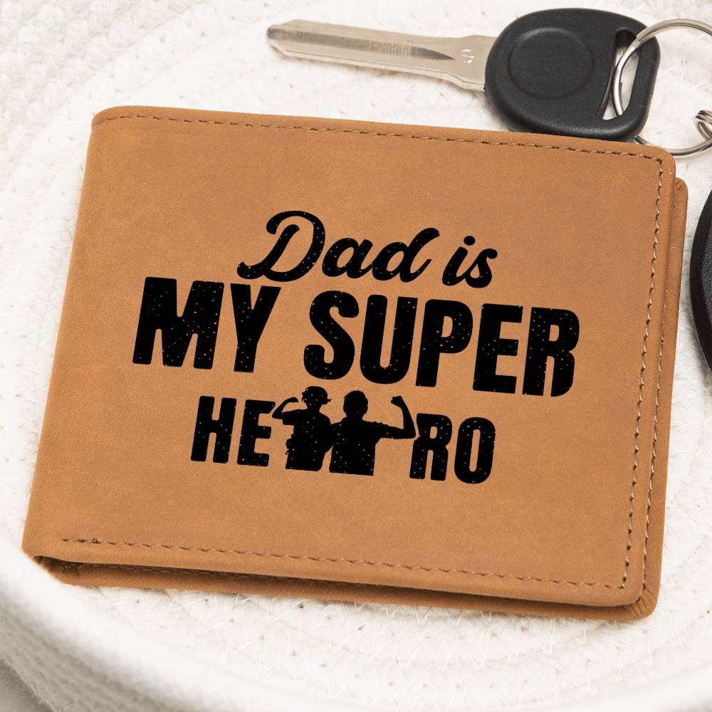 Dad is My Super Hero Leather Wallet