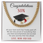 Congratulations Son on Graduation Cuban Link Chain Necklace