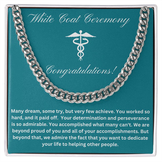 White Coat Ceremony Congratulations Chain Necklace for Son, Boyfriend, Male Friend, Brother