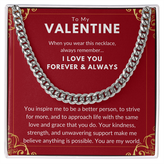 To My Valentine Cuban Link Chain Necklace