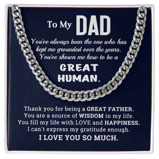 To My Dad Chain Necklace for Father's Day, Birthday, Christmas Gift