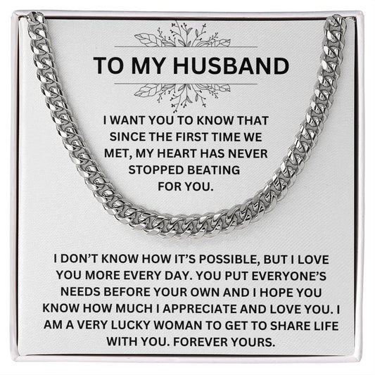 To My Husband Cuban Link Chain Necklace