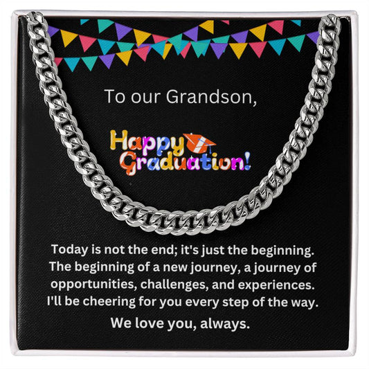 Grandson Graduation Cuban Link Chain Necklace