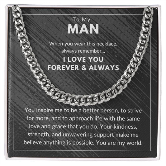 Cuban Link Chain Necklace for Husband or Boyfriend