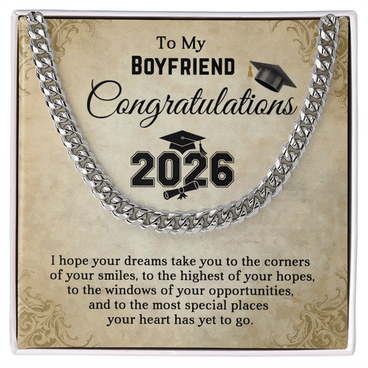 Boyfriend Graduation Cuban Link Chain Necklace