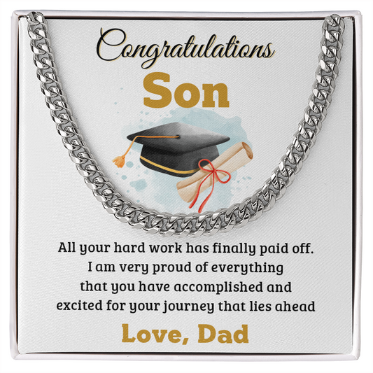 Congratulations Son Graduation Cuban Link Chain from Dad