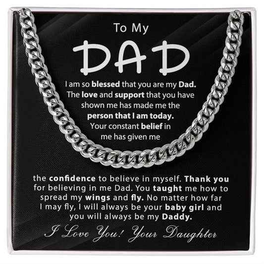 To My Dad Cuban Link Chain Necklace From Daughter