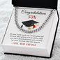 Congratulations Son on Graduation Cuban Link Chain Necklace