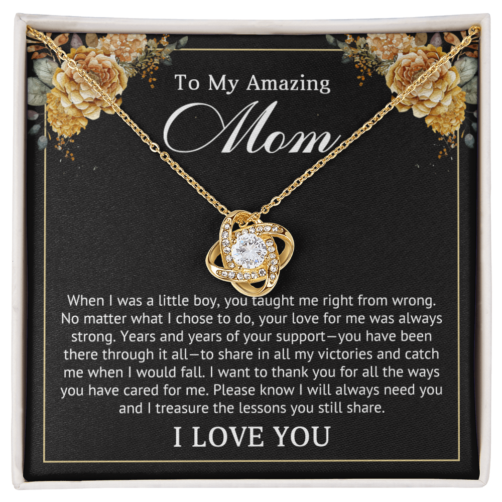 I Love You Mom Love Knot Necklace