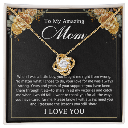 I Love You Mom Love Knot Necklace