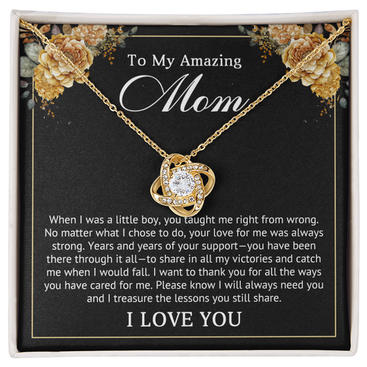 I Love You Mom Love Knot Necklace