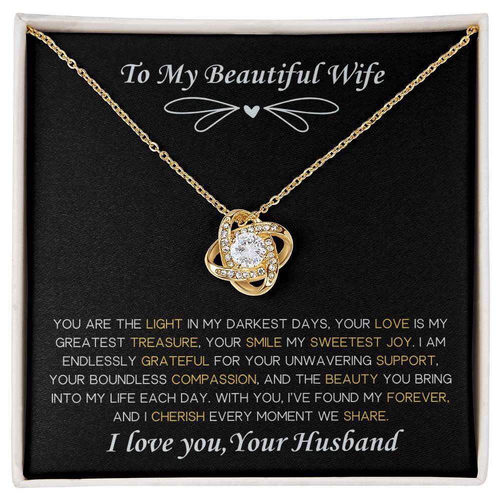 To My Beautiful Wife Love Knot Necklace From Husband