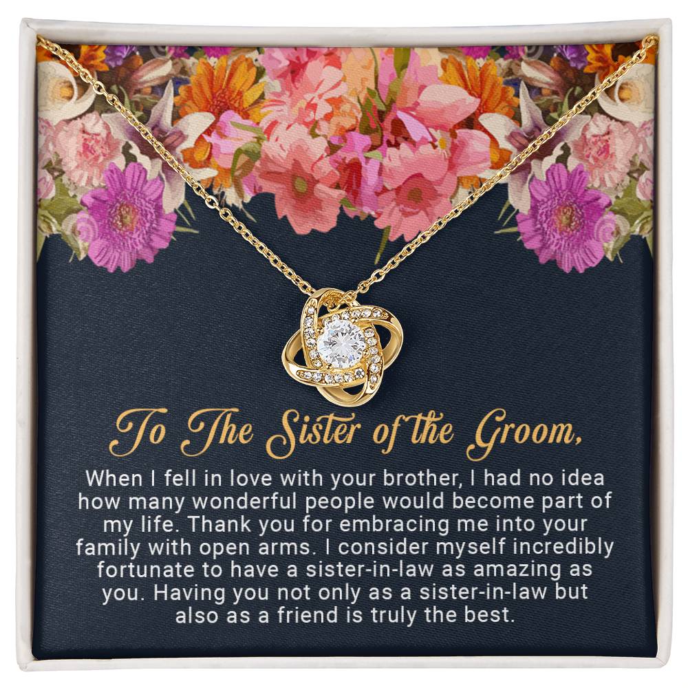 To The Sister of The Groom -Love Knot Necklace