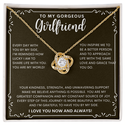 To My Gorgeous Girlfriend Love Knot Necklace