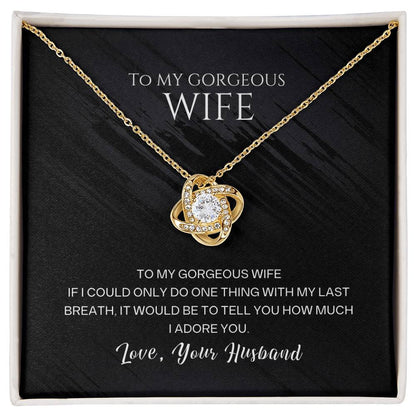 I Adore You Love Knot Pendant Necklace for Wife