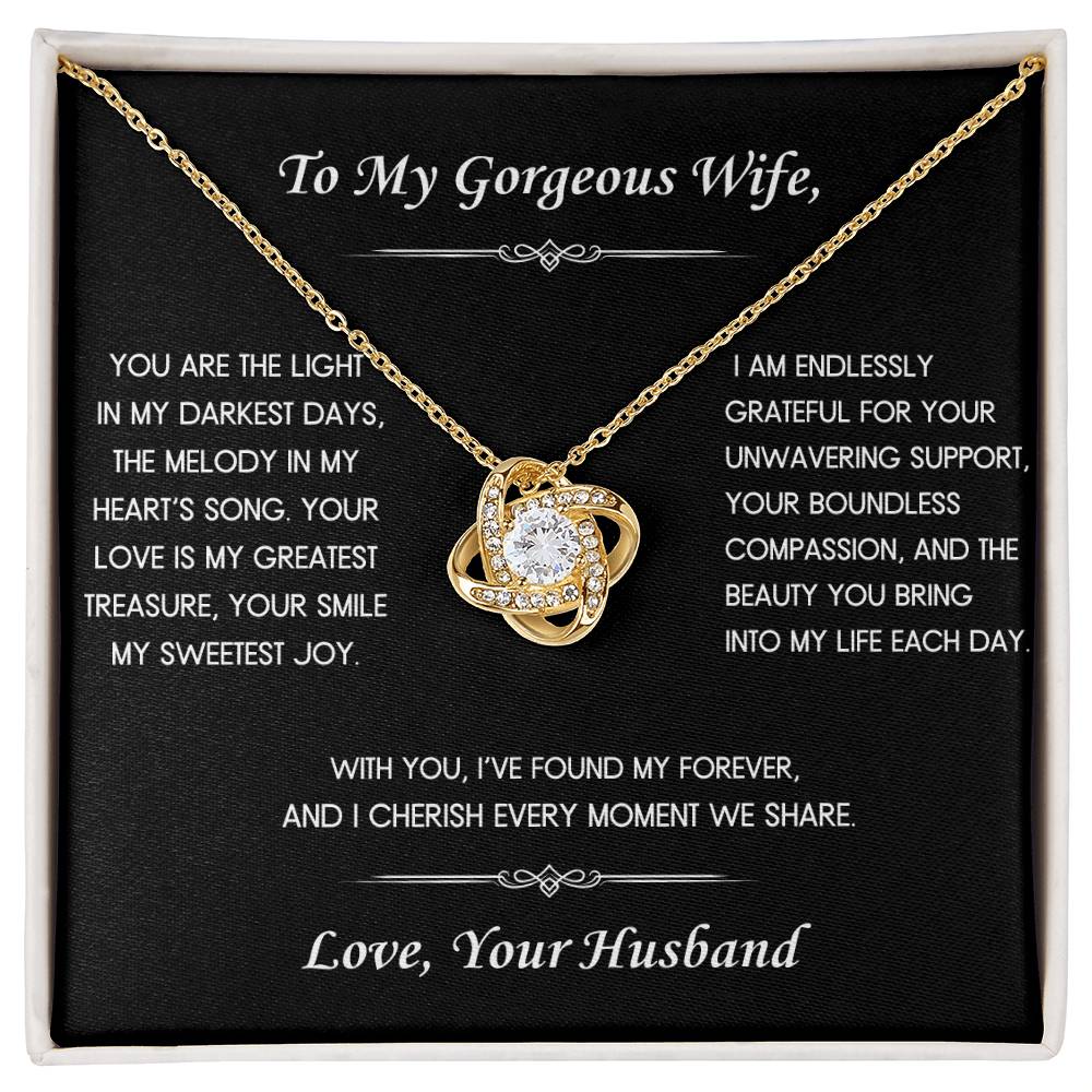 To My Gorgeous Wife Love Knot Necklace