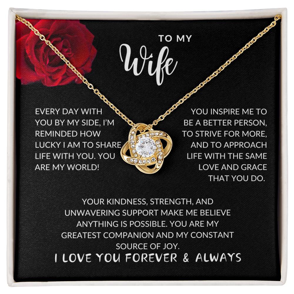 Wife Love You Forever and Always Love Knot Necklace