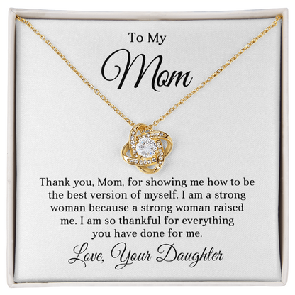 Grateful Love Knot Necklace to Mom from Daughter